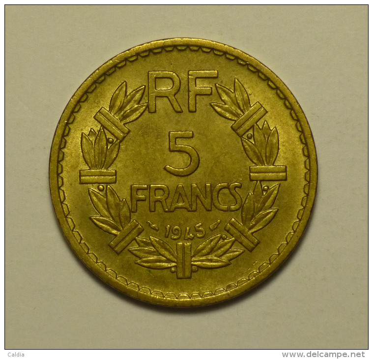 France 5 Francs "" LAVRILIER "" 1945 Cupro - Aluminium # 7 Qualité - HIGH  GRADE - Autres & Non Classés