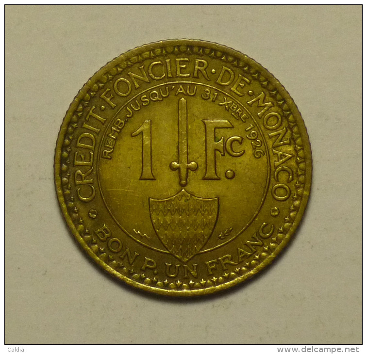 Monaco 1 Franc 1924 HIGH GRADE - 1922-1949 Louis II.