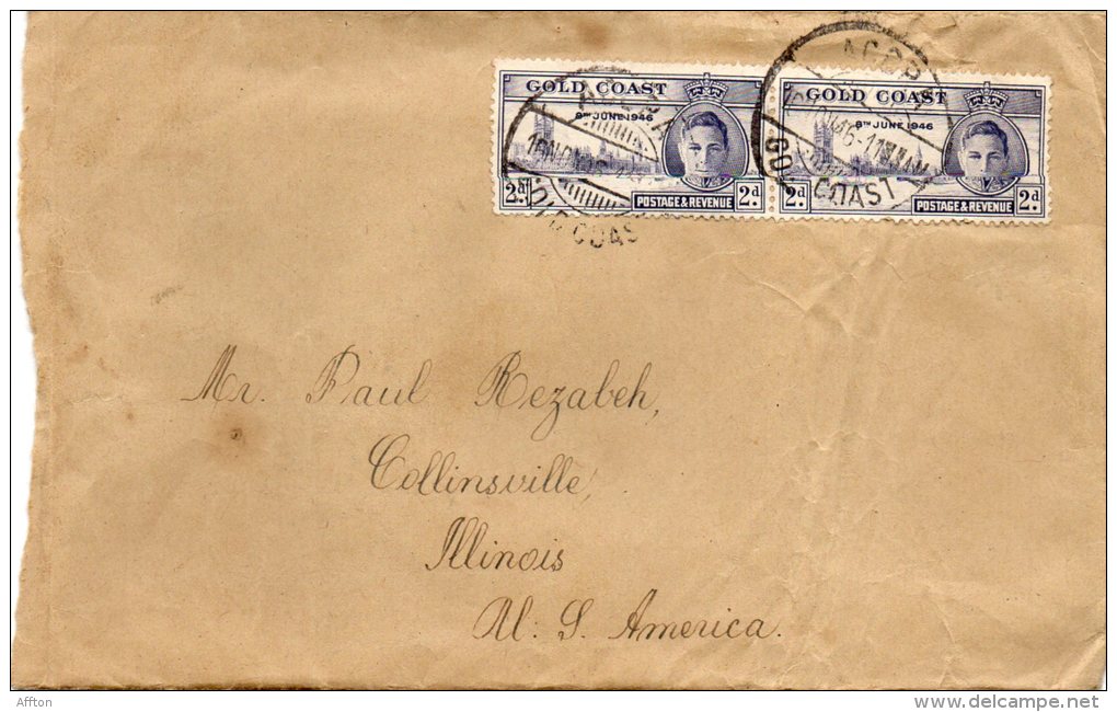 Accra Gold Coast 1946 Cover Mailed To USA With Small Photos - Goudkust (...-1957)