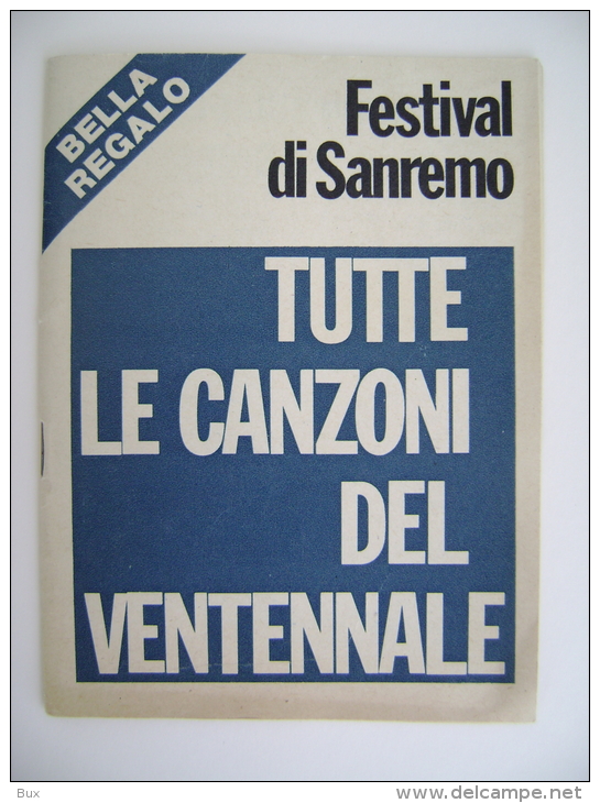 VENTENNALE  DI  FESTIVAL  SANREMO VECCHIO OPUSCOLO BELLA REGALO  PERFETTO MUSICA  CHANTEUR SINGER SÄNGER - Afiches & Pósters