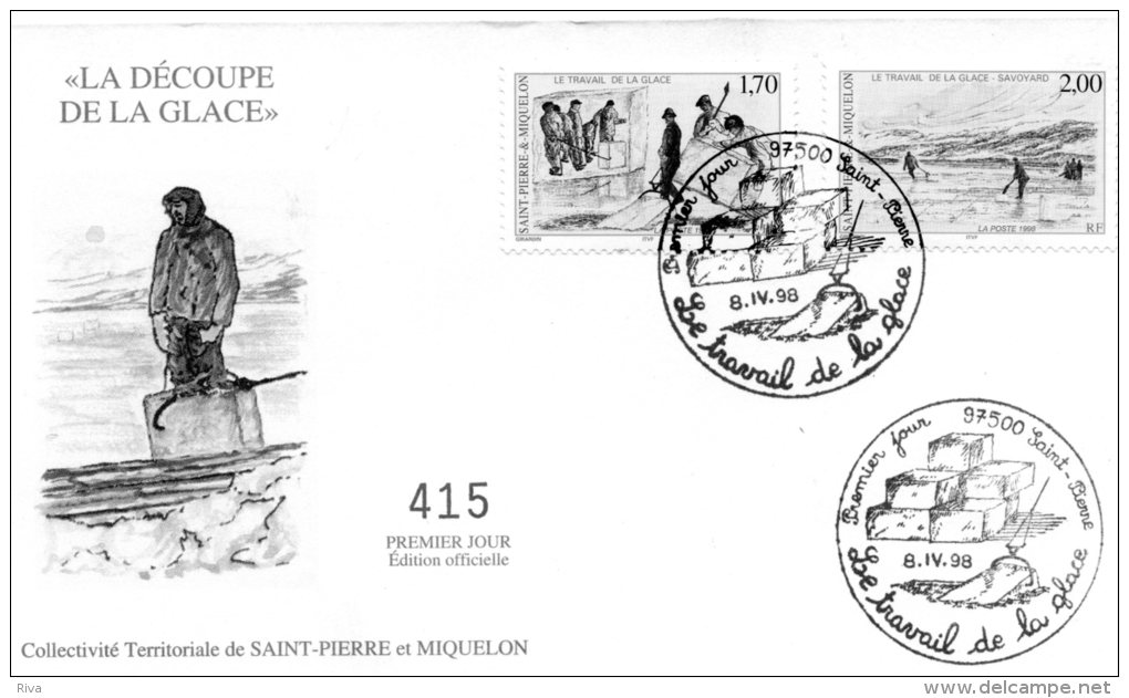 Pli En 1° Jour Du 8/9/1998 Avec 2 Valeurs ( La Découpe De La Glace ) - Lettres & Documents