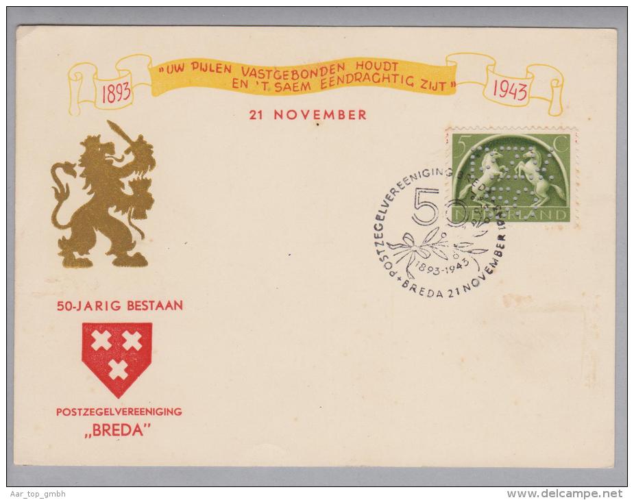Niederlande 1943-11-21 Perfin "P.Z.V.50" In Souvenir - Briefe U. Dokumente