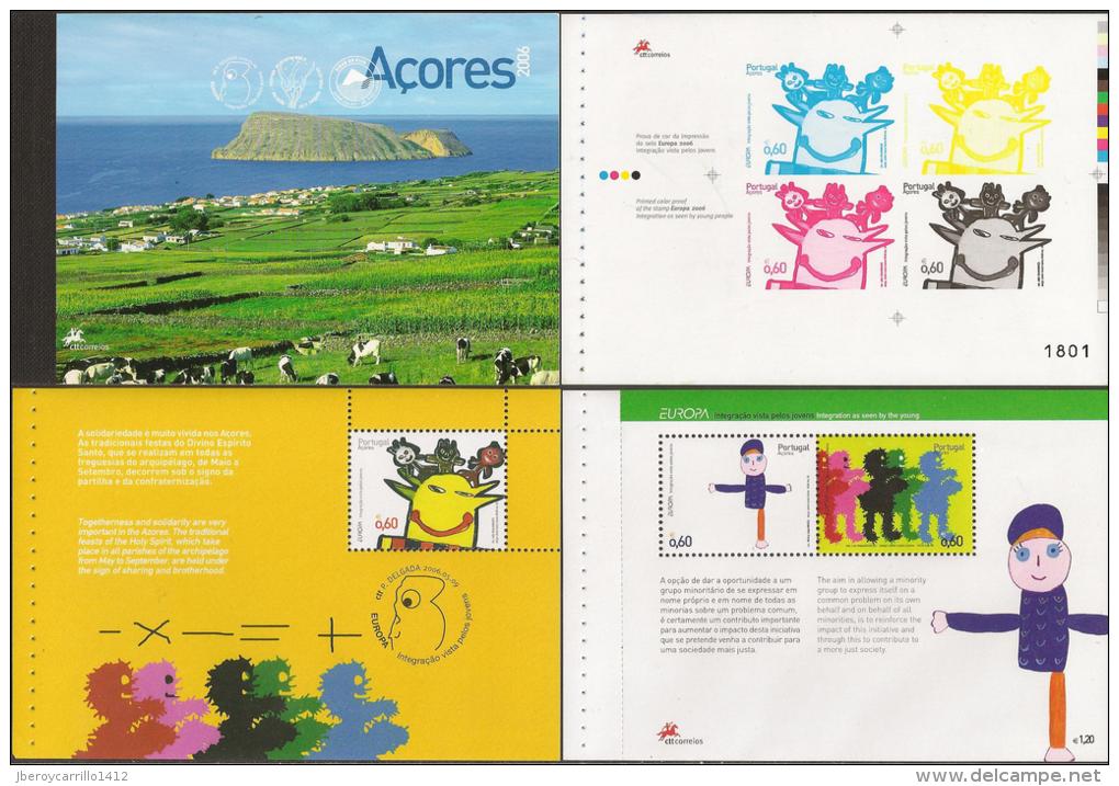 AZORES + MADEIRA  -CARTEIRAS ANUAIS 2006–PRUEBAS COLOR  NUMERADA- SELLO Y HB EUROPA +TODOS LOS SELLOS Y HB EMITIDOS 2006 - Années Complètes