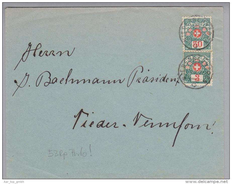 Schweiz Porto 1927-10-07 Nieder-Neunforn Ortsbrief Mit 53Rp. Strafporto - Strafportzegels