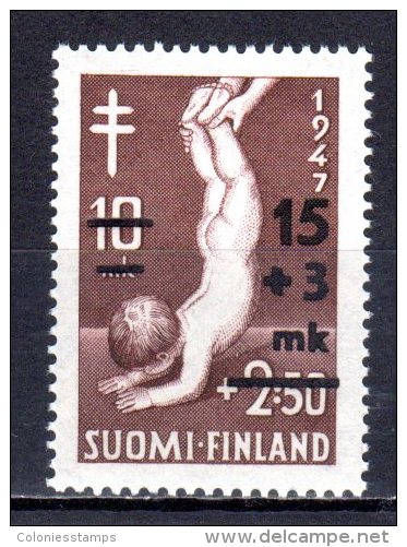 (SA0271) FINLAND, 1948 (Anti-Tuberculosis Fund. Overprint. 15M + 3M. On 10M. + 2.50 M., Red Brown). Mi # 354 MNH** Stamp - Unused Stamps