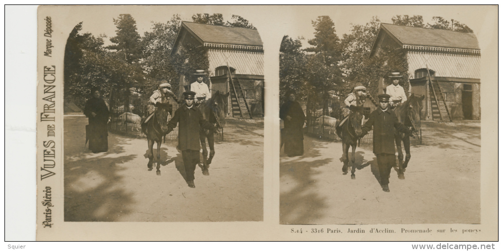 France, Paris, Jardin D'Aaclim, Poneys , Vues De France - Stereoskope - Stereobetrachter