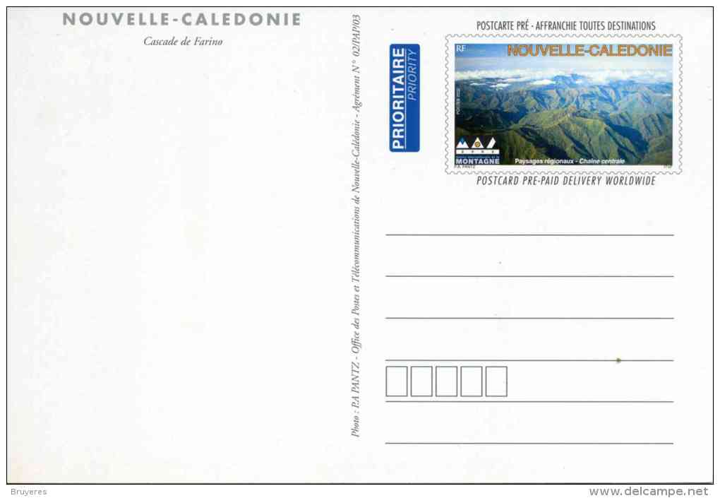 Entier Postal De 2002 Sur CP Avec Timbre "Chaîne Centrale Et  Illust. "Meilleurs Voeux - Cascade De Farino" - Postwaardestukken