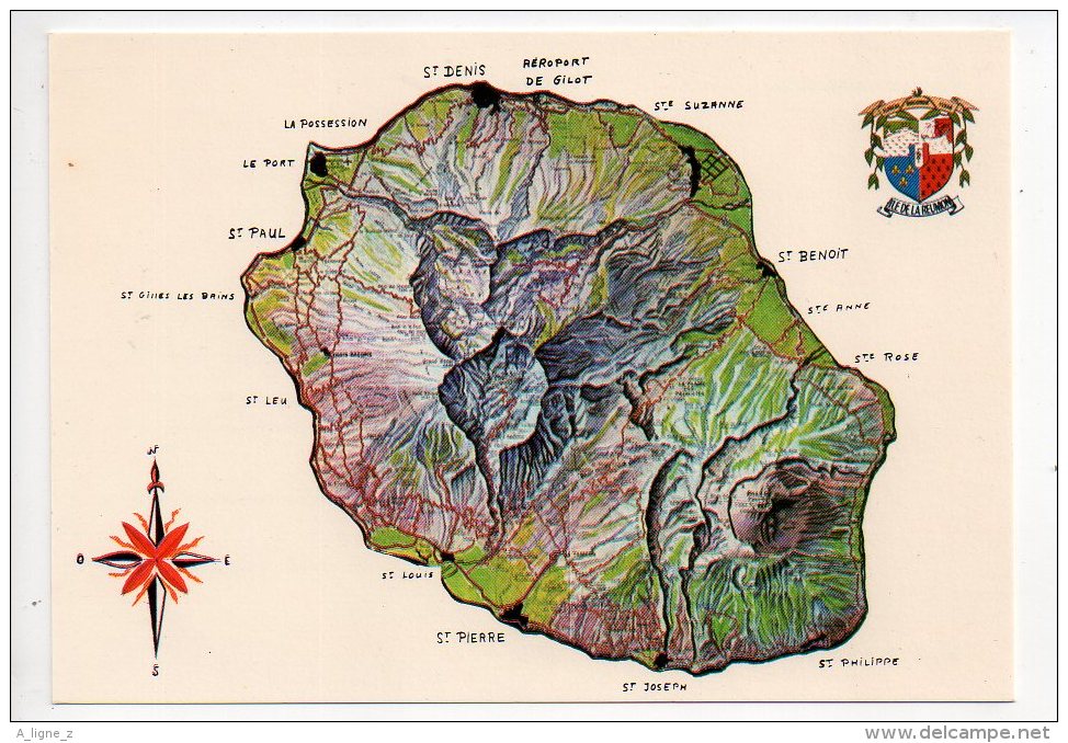 REF 131 : CPSM Ile De La Réunion Contour Du Département - Autres & Non Classés