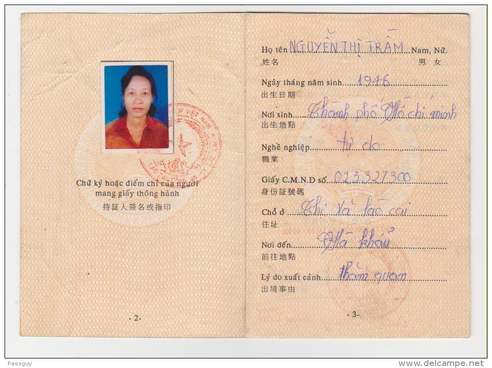 VIETNAM Passeport Frontalier Pour La Chine1998 Border Passport For China - Historische Documenten