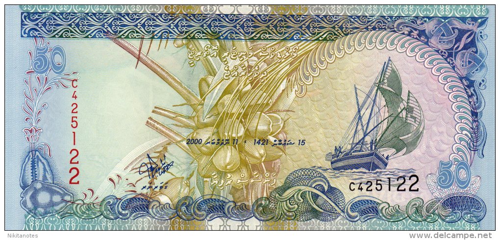 Maldives- 50 Rufiyaa 2000 P-21 UNC - Maldiven