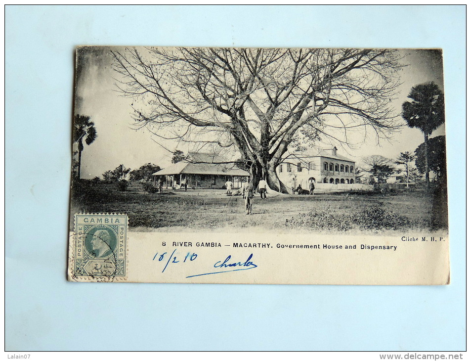 Carte Postale Ancienne: GAMBIE : River Gambia MACARTHY : Governement House And Dispensary - Gambia