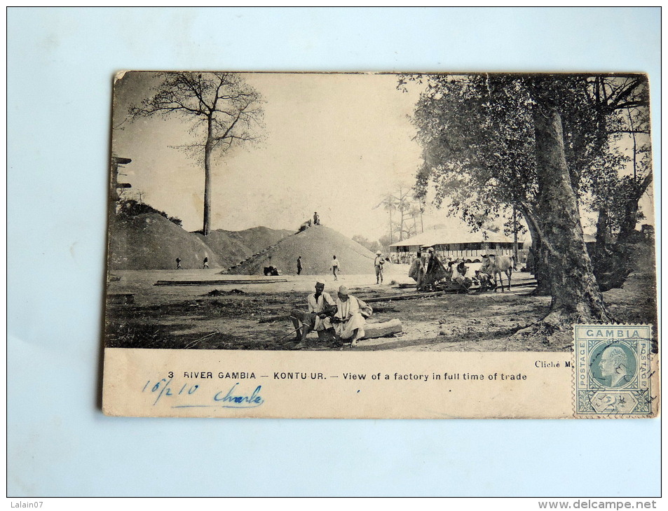 Carte Postale Ancienne: GAMBIE : River Gambia  KONTU UR : View Of A Factory In Full Time Of Trade , Stamp - Gambie