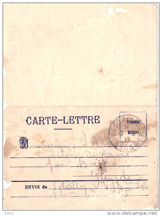 Carte Lettre Tresor Et Poste - Carreé De Franchise Militaire  Sale - Lettres & Documents