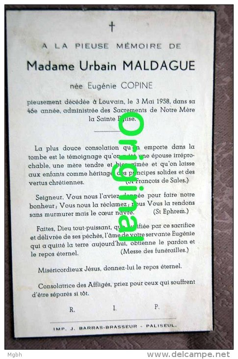 Engénie Copine Maldague  Louvain 1958 - Bièvre