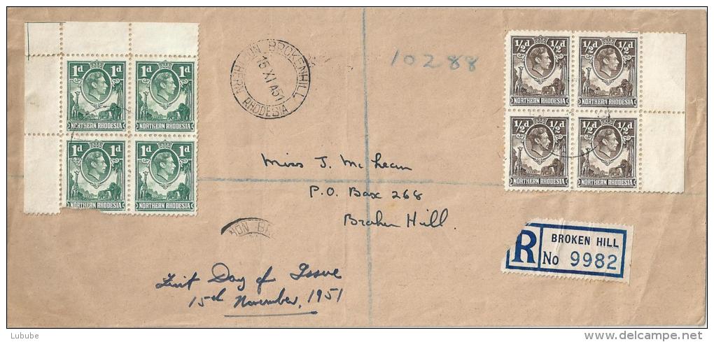 R FDC Brokenhill Rhodesia  (Ergänzungsausgaben)               1951 - Rhodésie Du Nord (...-1963)