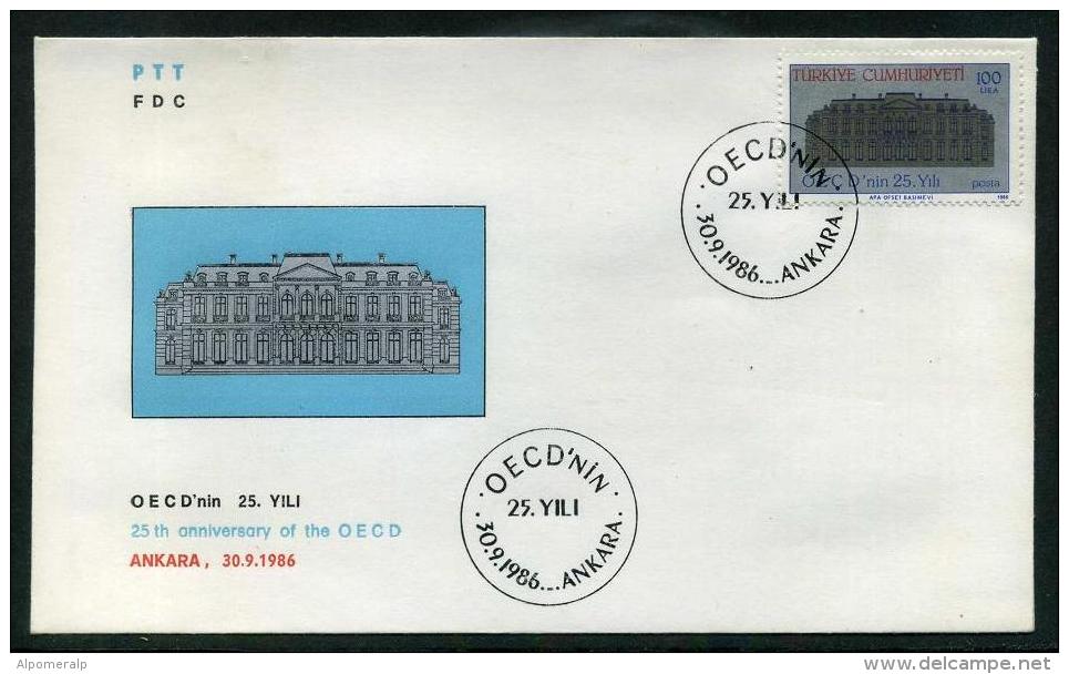 TURKEY 1986 FDC - 25th Anniversary Of The OECD, Michel #2754; ISFILA #3148; Scott #2357. - FDC