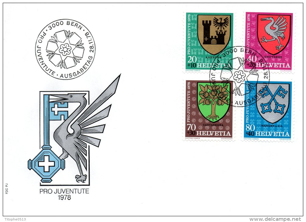 SUISSE. N°1072-5 Sur Enveloppe 1er Jour (FDC) De 1978. Armoiries. - Briefe U. Dokumente