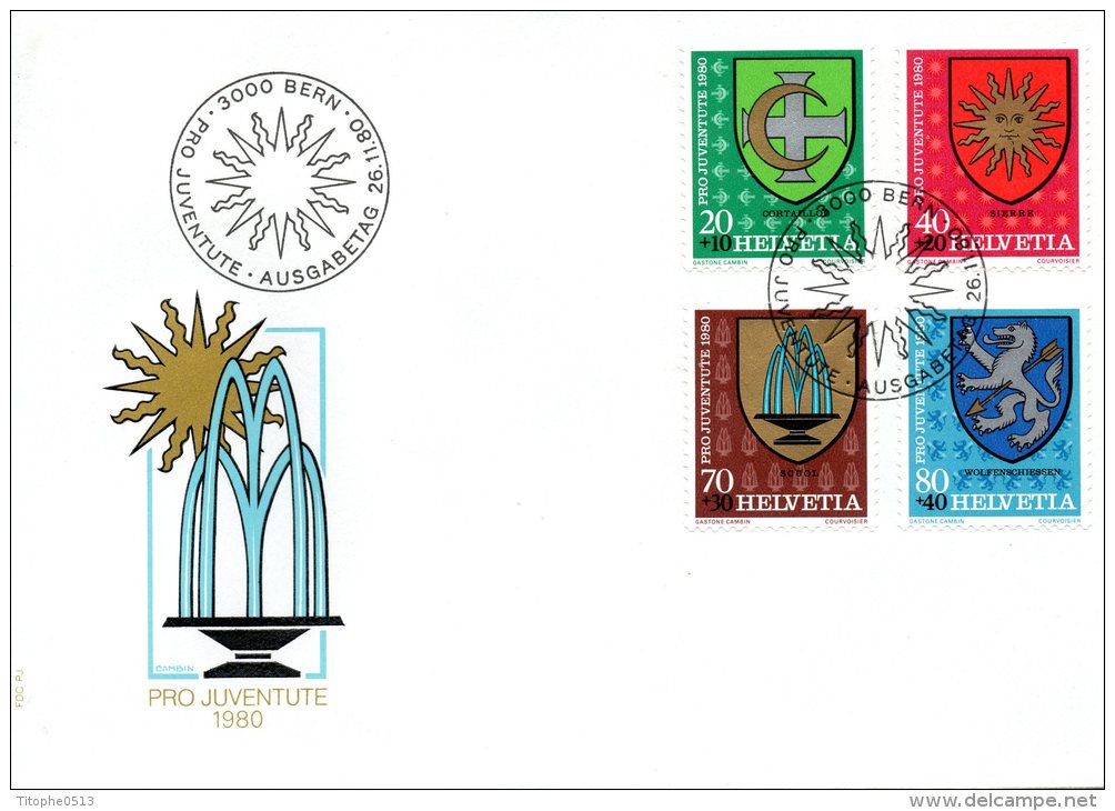 SUISSE. N°1117-20 Sur Enveloppe 1er Jour (FDC) De 1980. Armoiries. - Briefe U. Dokumente