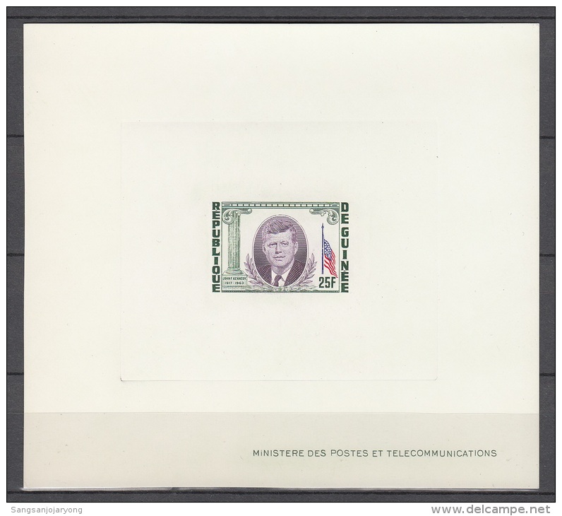 Guinea Sc326 John F. Kennedy, Flag, Deluxe Proof, Epreuve - Kennedy (John F.)