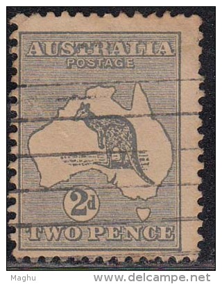 Kangaroo, Kangaroos, 2d  Watermark 6, 1915,  Australia Used, Map, 2 Diff., Shades - Used Stamps