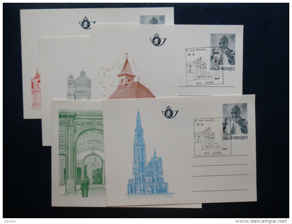 34/113   5 CP  BK34/38  OBL. IEPER VISITE DU PAPE   COTE 55 EURO - Cartes Postales Illustrées (1971-2014) [BK]