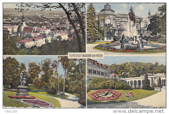 CPA  BADEN BEI WIEN- PANORAMA, CASTLE, PARKS - Baden Bei Wien