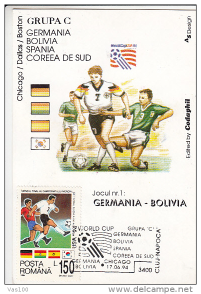 SOCCER, 1994 WORLD CUP, GROUP C, CM, MAXICARD, CARTES MAXIMUM, 1994, ROMANIA - 1994 – Estados Unidos