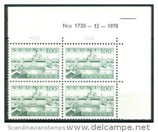 FINLAND 1963-74 1.00 Gebruikszegel Fluorescerend Blok Van Vier Met Velrand PF-MNH-NEUF - Unused Stamps