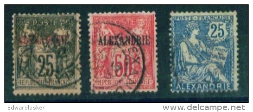 ALEXANDRIE Lot De 3 Timbres Oblitérés - Oblitérés