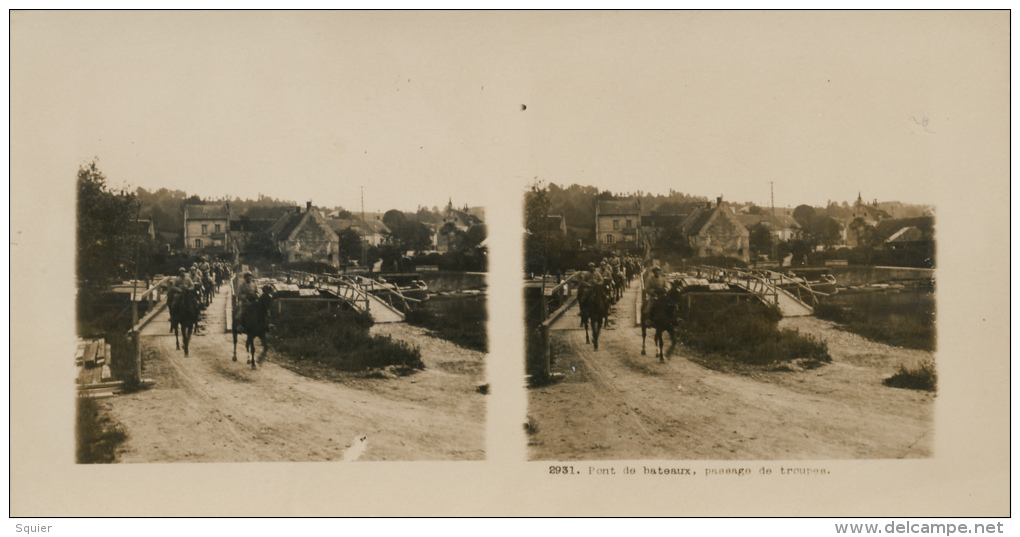 France ,WW.1 Ponts De Bateaux, Passage De Troupes - Stereoskope - Stereobetrachter