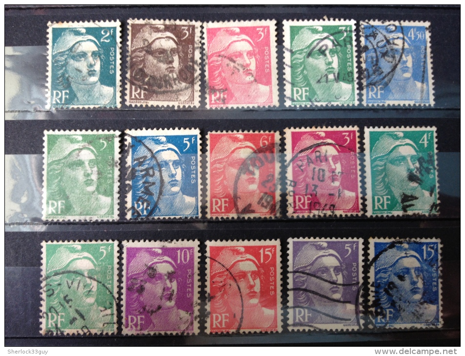 FRANCE Lot De 15 Timbres. Marianne De Gandon. Oblitéré°. 1945/51. - 1945-54 Marianne Of Gandon