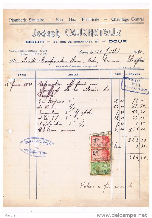 Joseph CAUCHETEUR Plomderie Sanitaire Eau Gaz Électricité Chauffage Central  1930 - Electricity & Gas