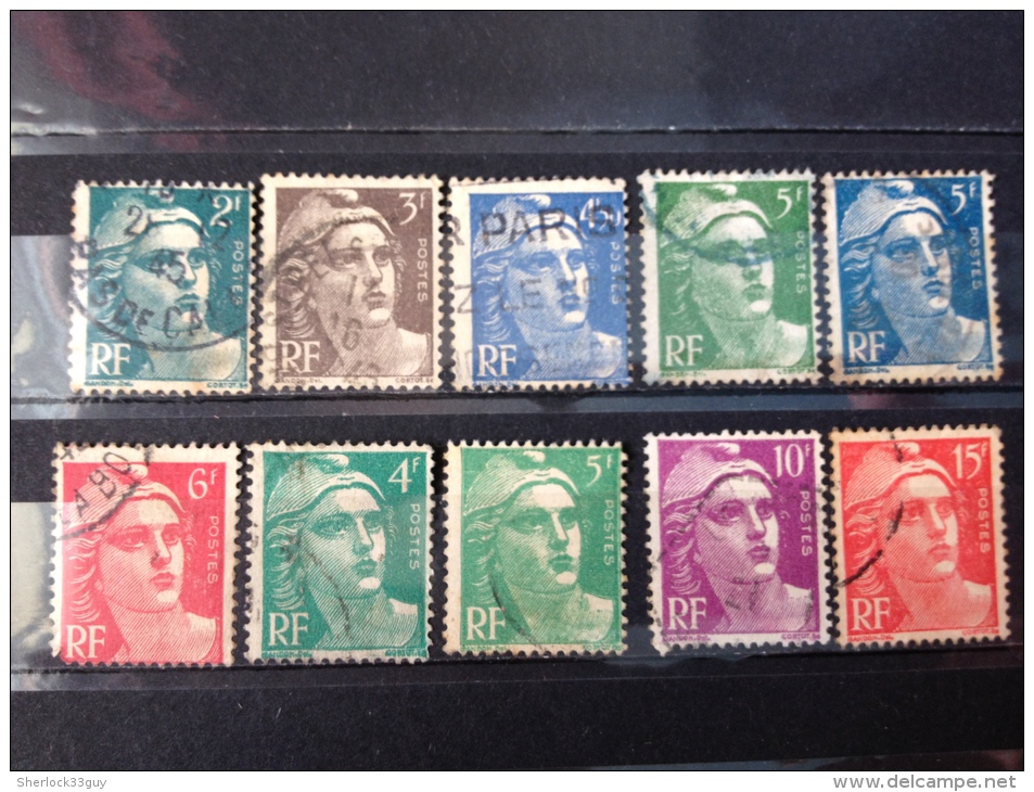 FRANCE Lot De 10 Timbres. Marianne De Gandon. Oblitéré°. 1945/51. - 1945-54 Marianne Of Gandon