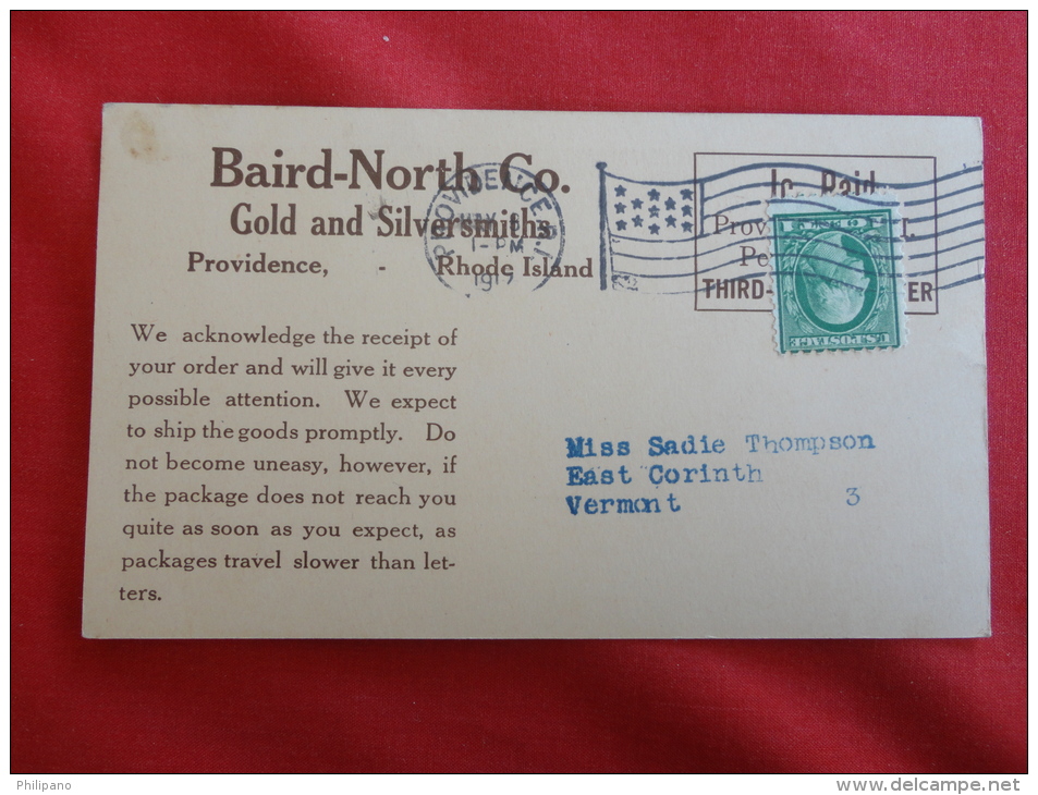 Baird North Co Gold & Silversmiths Rhode Island > Providence   1917 Cancel     Ref 1049 - Providence