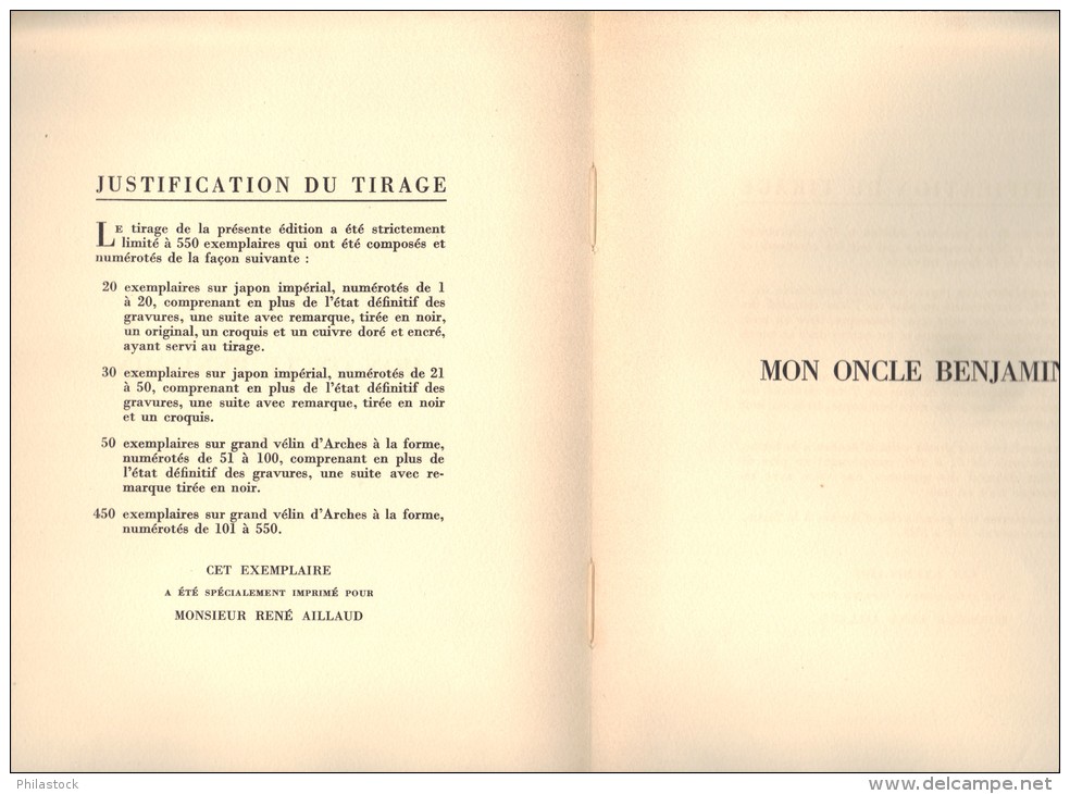 Claude Tillier Mon Oncle Benjamin 1937 édition Spéciale Illustrations Polychromes D.H. Ponchon & Gandon (rare) - Ediciones Especiales