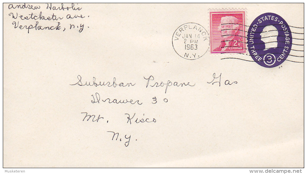 United States Uprated Postal Stationery Ganzsache Entier VERPLANCK New York 1963 Cover Washington & Monroe - 1961-80