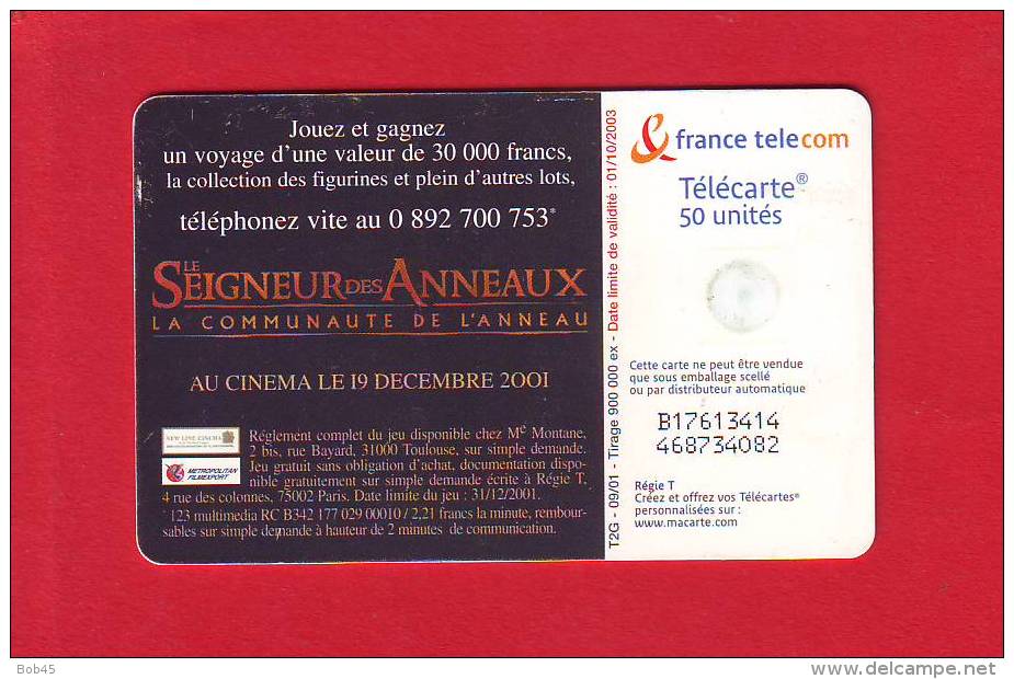 168 - Telecarte Publique Seigneur Des Anneaux 1 Yeux Fermes (F1175) - 2001