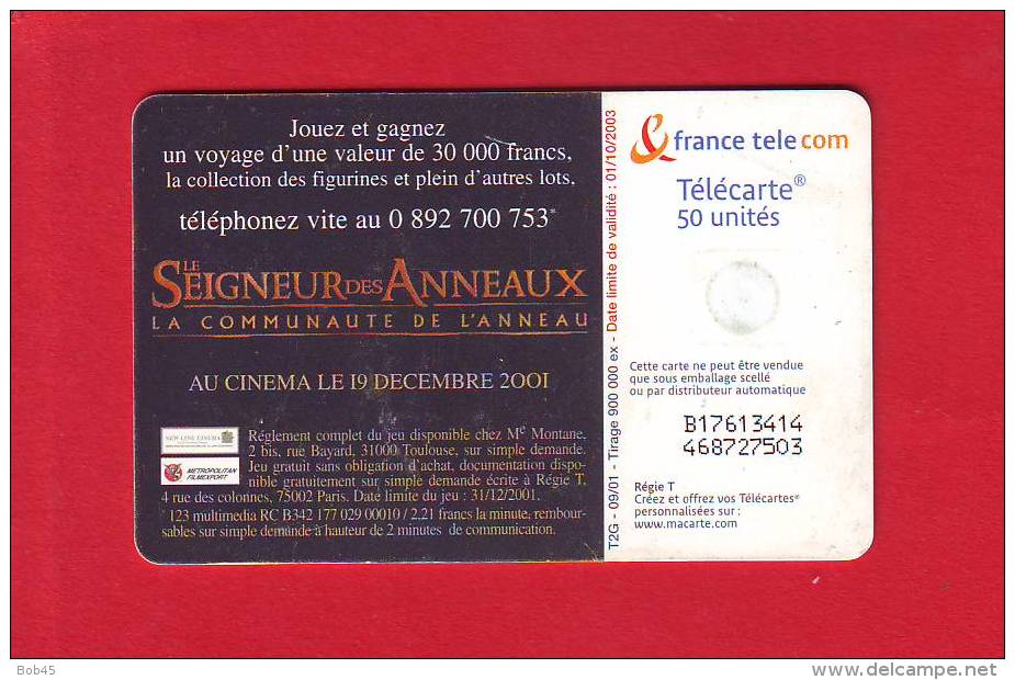 169 - Telecarte Publique Seigneur Des Anneaux 1 Yeux Fermes (F1175) - 2001