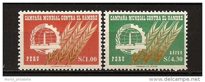 Perou Peru 1963 N° 464 + PA 189 ** Campagne Mondiale Contre La Faim, Nutrition, Famine, Agriculture, Usine, Blé, Céréale - Peru