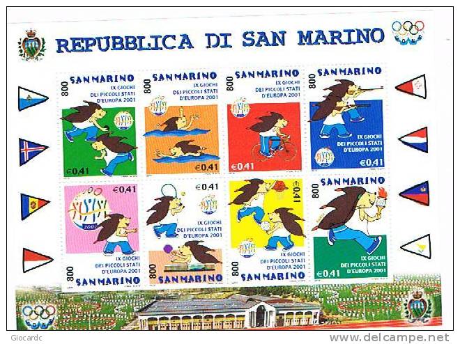 SAN MARINO - UNIF.BF73 FOGLIETTO - 2001 9^ EDIZ. GIOCHI PICCOLI STATI EUROPEI, A SAN MARINO   - NUOVO ** - Blocchi & Foglietti