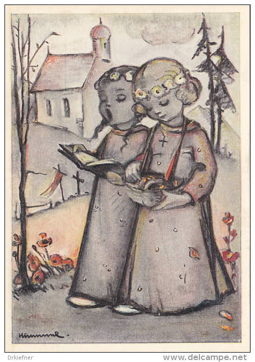 Zwei Singende Kinder, Berta Hummel (Maria Innocentia) Künstlerpostkarte 213 - Hummel