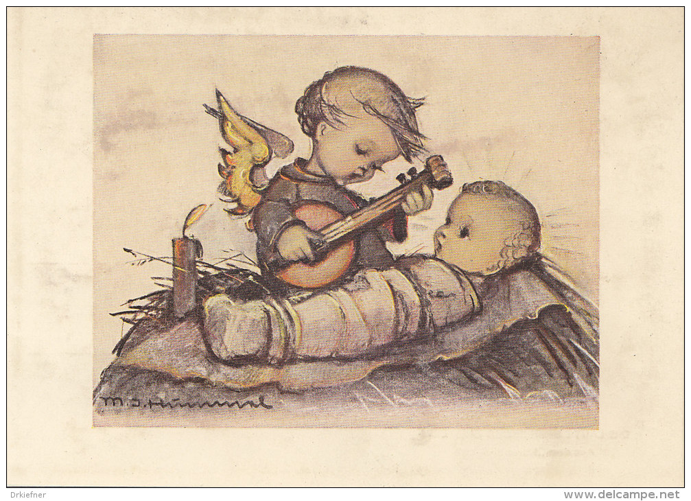 Die Laute Spielendes Engelein,  Berta Hummel (Maria Innocentia) Künstlerpostkarte 212 - Hummel