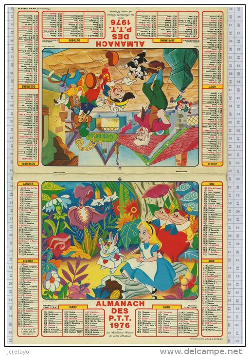 L'Almanach Des PTT De 1976, Gironde 33, Walt Disney - Big : 1971-80