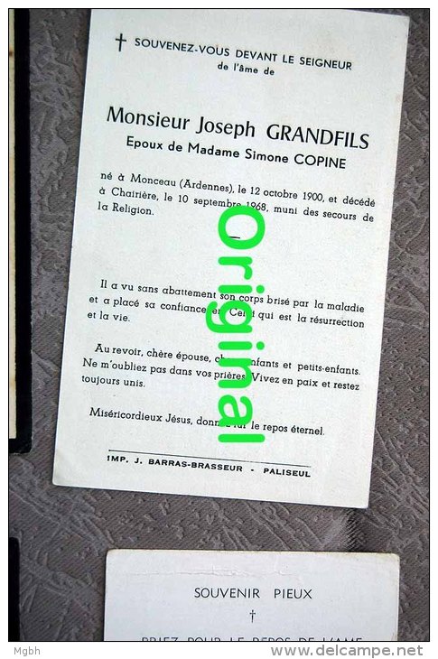 Joseph Grandfils Copine Né Monceau, + Chairière - Bièvre