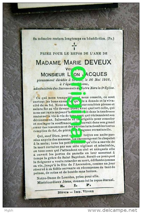 Marie Jacques - Deveux, + Graide 1938 - Bièvre