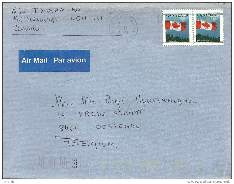 Canada 1991 &gt;&gt; Oostende Belgium - Covers & Documents