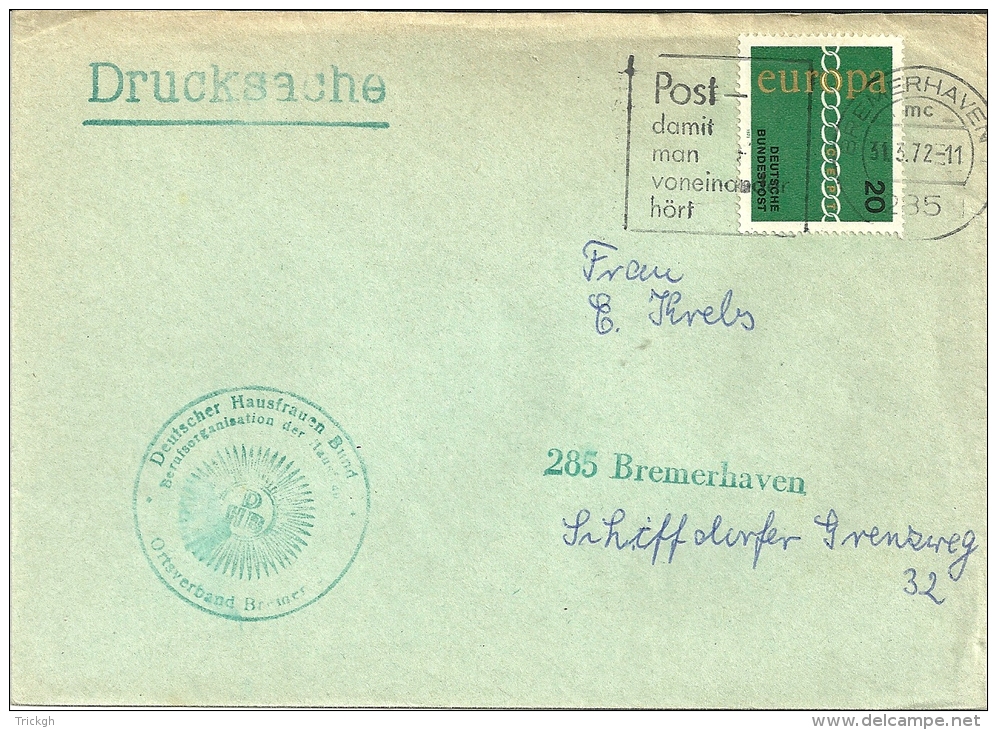 Deutschland 1972 Bremerhaven / Europa Cept / Drucksache - Briefe U. Dokumente