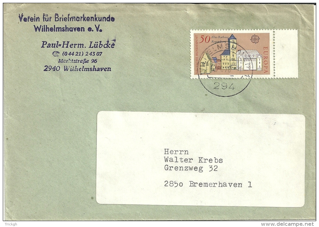 Deutschland 1978 Wilhelmshaven &gt;&gt; Bremerhaven / Europa Cept - Briefe U. Dokumente