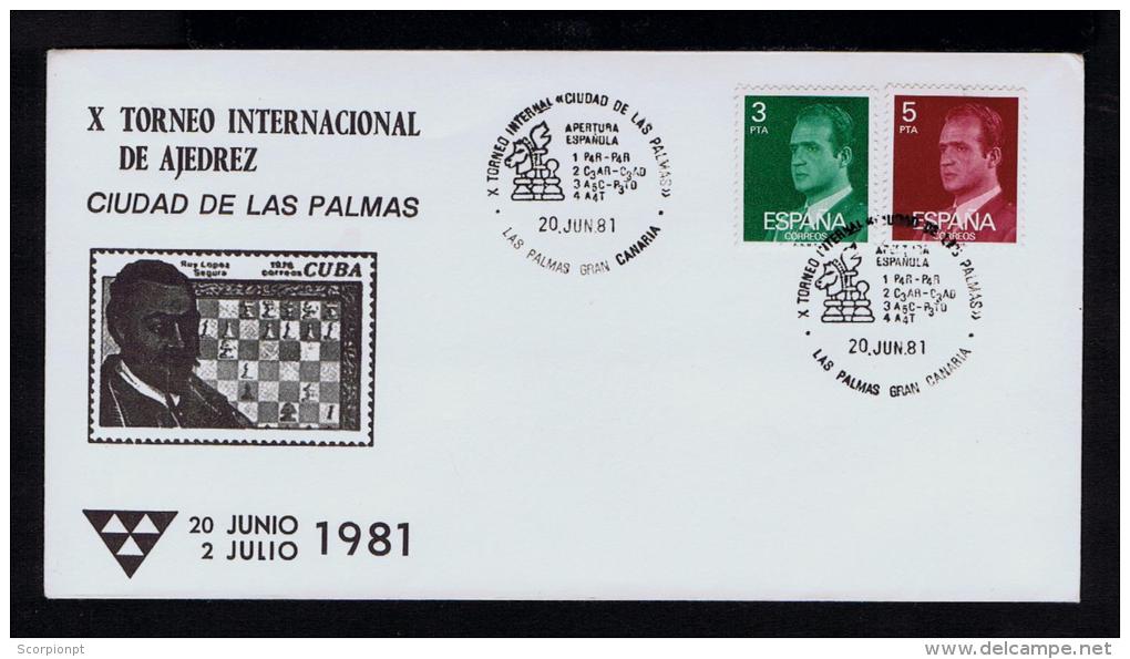 Spain España 1981 Cover LAS PALMAS GRAN CANARIA Int. Torneo Championship Chess Games Echecs Sports Sp2363 - Scacchi