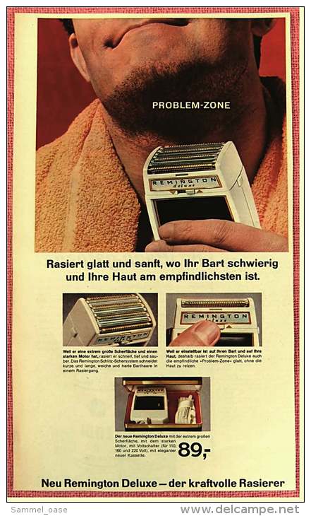 Reklame Werbeanzeige  ,  Remington Deluxe  -  Der Kraftvolle Rasierer  ,  Von 1965 - Andere Geräte